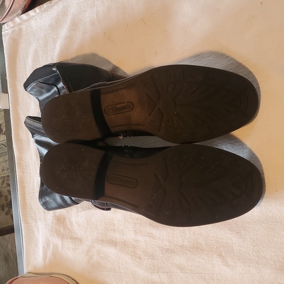 G.H. Bass Josie Black Knee-High Full Zip Sz. 8.5 Boots w Buckle W Calf Expander - Picture 10 of 12